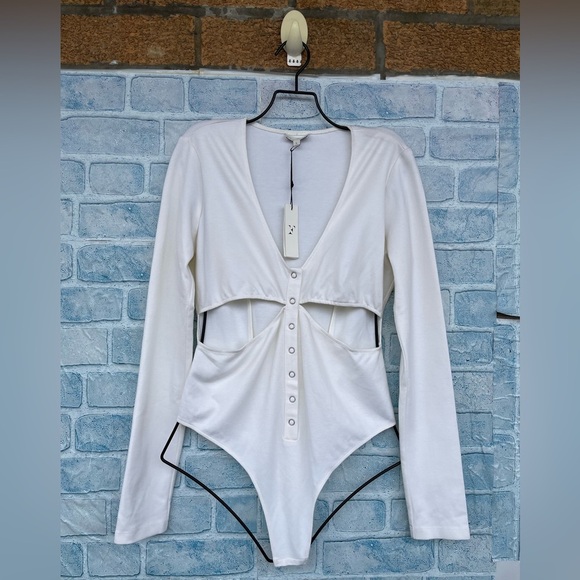 Fleur Du Mal Midriff Cut Out Body Suit ivory size large - Picture 2 of 10